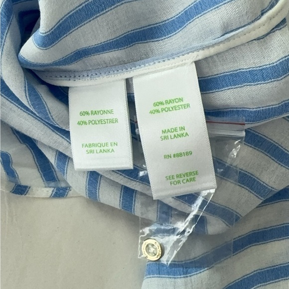 Lilly Pulitzer Lysa Tie Front Blue White Stripe Button Down Shirt - Picture 5 of 11